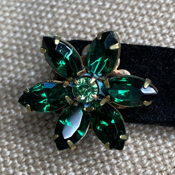 2 pc Set! Liz Palacios Necklace + Earrings Swarovski Crystal Flowers Green+ Aqua - Picture 5 of 11